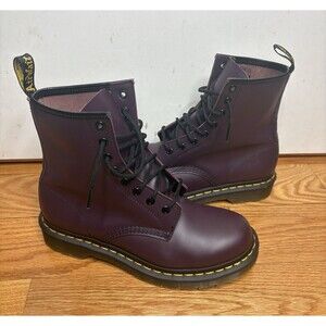 Dr Martens 1460 Women’s sz 8 Leather Combat Purple Boots AW004 Shoes NEW EU 39